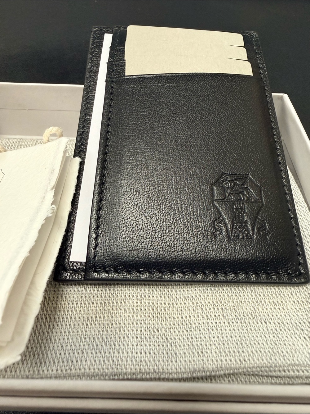 Brunello Cucinelli Black Leather Slim Card Wallet